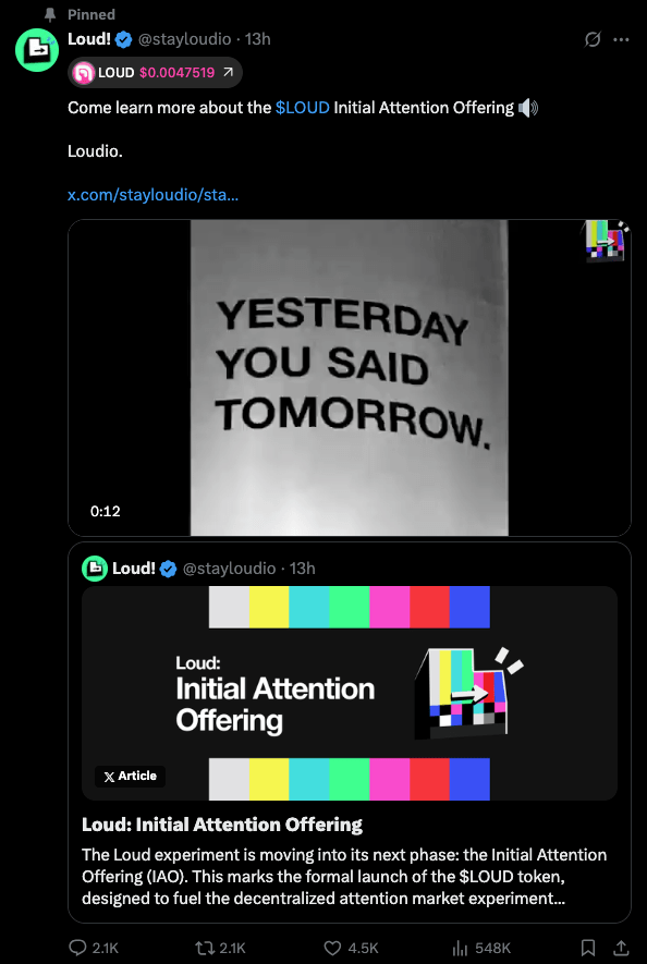 loudio-loud-initial-attention-offering-tweet loudio-loud-initial-attention-offering-tweet